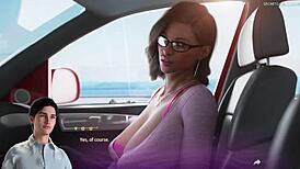 Mature cougar MILF answers husband's call while passionately fucking another man in her car