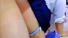 After some beers, I caught her masturbating. I took advantage to punish and fuck this Mexican student after class.