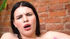 cherry fingers her pink pussy naked on the couch in 4k close-up