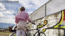 Miss daisy diamond worships her ass on a bike outdoors