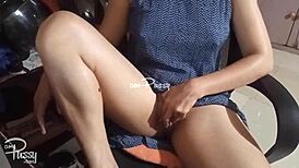 i see this asian amateur woman naked and gropin her shaved pussy. she was so hairless and nude in her homemade video.