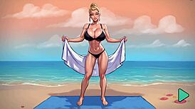 놀아보자 - 섹스 위해 소피아 탭, 해변에서 기다려!