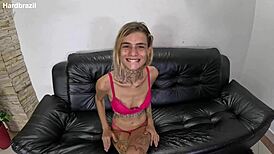 So, Russah’s first time with double penetration at HardBrazil was wild. That Brazilian skinny guy took it like a champ!