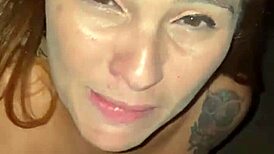 Naughty Redhead Sucks Husband's Cock At The Club