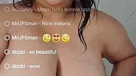 Live shower show with curvy BBW flaunting huge boobs online