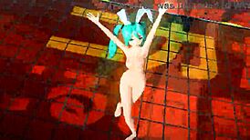 Hatsune Miku in full nude bunny costume rocks alien project diva mod.