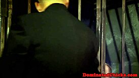 Petite slave screwed by big cock in dungeon