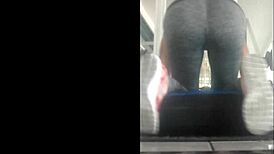 Damn, that Mexican teen’s bent over ass in leggings at gym!