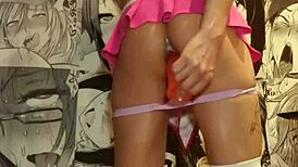 Mexická mladá v minisukni bere velký černý chuj análně.