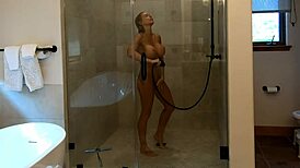 Spying on my friend's wife in the shower, and she says come join me