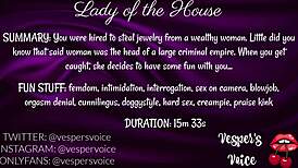 I, uh, got this F4m erotic audio where I’m interrogated by a dominant female, then used for her pleasure while handcuffed, ya know?