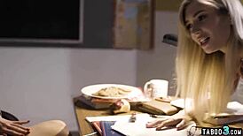 Teacher orders stepmom to spank and punish stepdaughter in taboo lesbian scene