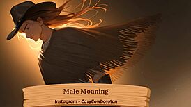 Male moaning echoes in solo intimate moment