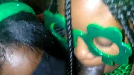 Sloppy Double Blowjob With BBW Duo On St. Patrick's Day Fest.