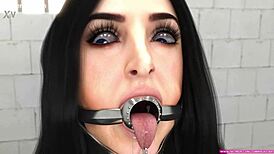 Not Angela White bound in metal for 3D fetish hentai animation