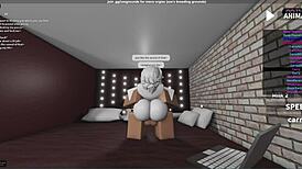 Fucking another fan in roblox studio condo, submissive blowjob leading to creampie