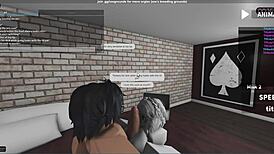 Fucking another fan in roblox studio condo, submissive blowjob leading to creampie