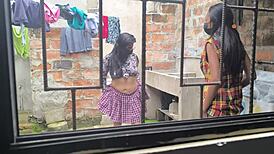 Hot Latina Housewives Turn Sluts In Homemade Porn After Laundry.