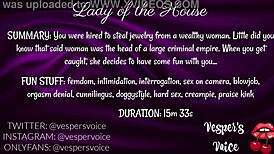 I, uh, got this F4m erotic audio where I’m interrogated by a dominant female, then used for her pleasure while handcuffed, ya know?