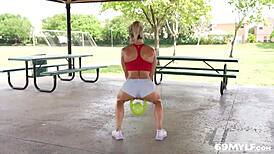 Madison brite's rough intense training with doggystyle and cumshot