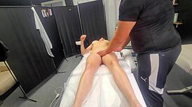 Male Masseur Gives Sexy Lady Full Body Massage, She Craves Sex and He Delivers Hard with Spanking.