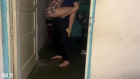 Curious couple caught in homemade threesome with double amateur action. Don’t stare at us!
