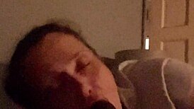 going wild sucking this beautiful big black cock in the bedroom.