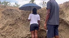 Local village girl from the ranch shows off her chubby curves