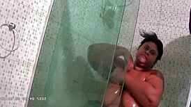 Hidden Camera Catches Chubby Stepmom Bathing in Brazil