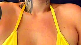 Training in bikini at Copacabana beach gym with friend