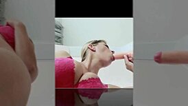 Wow! Katerina Hartlova fucks dildo in socks behind scenes!