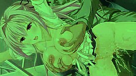 In the backstage, Yuno Higashigasaki is bound as a lewd puppet, big tits exposed