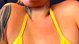 Training in bikini at Copacabana beach gym with friend