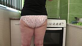 Home Camera Captures Big Ass Mature Housewife Cleaning In Panties