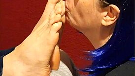 she loves to suck on my toes in this fetish feet sucking session