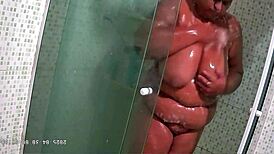Hidden Camera Catches Chubby Stepmom Bathing in Brazil