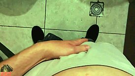 Young girl masturbates huge cock in POV