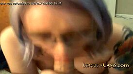 gothic teen blows stranger on cam close-up