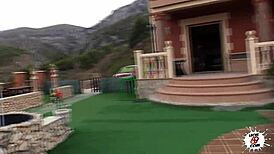 Damn, my bitch whore and her master fuck hard outdoors