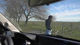 Horny teen, you gonna swallow me on this road trip?