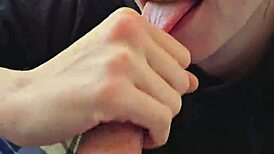 Skinny Amateur Wife Enjoys a Smoke While Giving a Sloppy Blowjob with Cum in Mouth