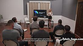 Bimbo Leads Hands-On Sex Workshop, Instructing Group Orgy And Hardcore Banging