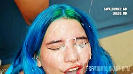 the young girl gets a facial from the group