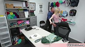 skinny blonde shoplifter caught by pervy mall cop, what now?