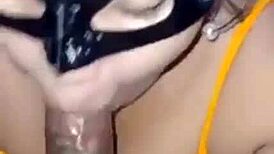 I give blowjob to cuckold while describing orgasm with another