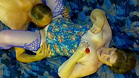 Granny Del Flors Surrenders To Double Cum Bliss