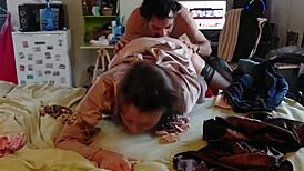 Clothed White Slut in Lingerie Fucked Doggystyle POV with Dirty French Talk