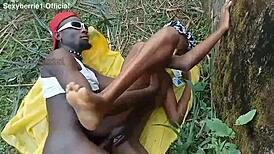 Ebony petite ass feels intense pleasure from fucking.