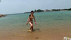 Skinny japanese chick, enjoy that beach photoshoot!