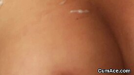 The pretty girl loses a bet and gets sperm on her face